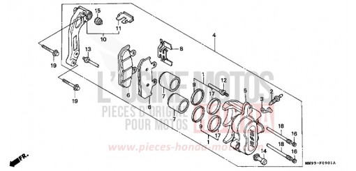 FRONT BRAKE CALIPER (XL600VM/VN/VP) XL600VM de 1991